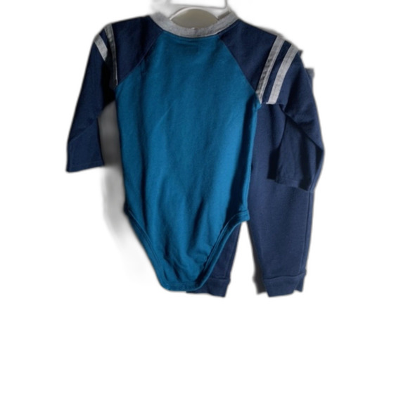 Garanimals Bundle 12M Blue Gray/ BLK WHT / Olive Green Shirt & Pants (3) Set - Picture 4 of 11